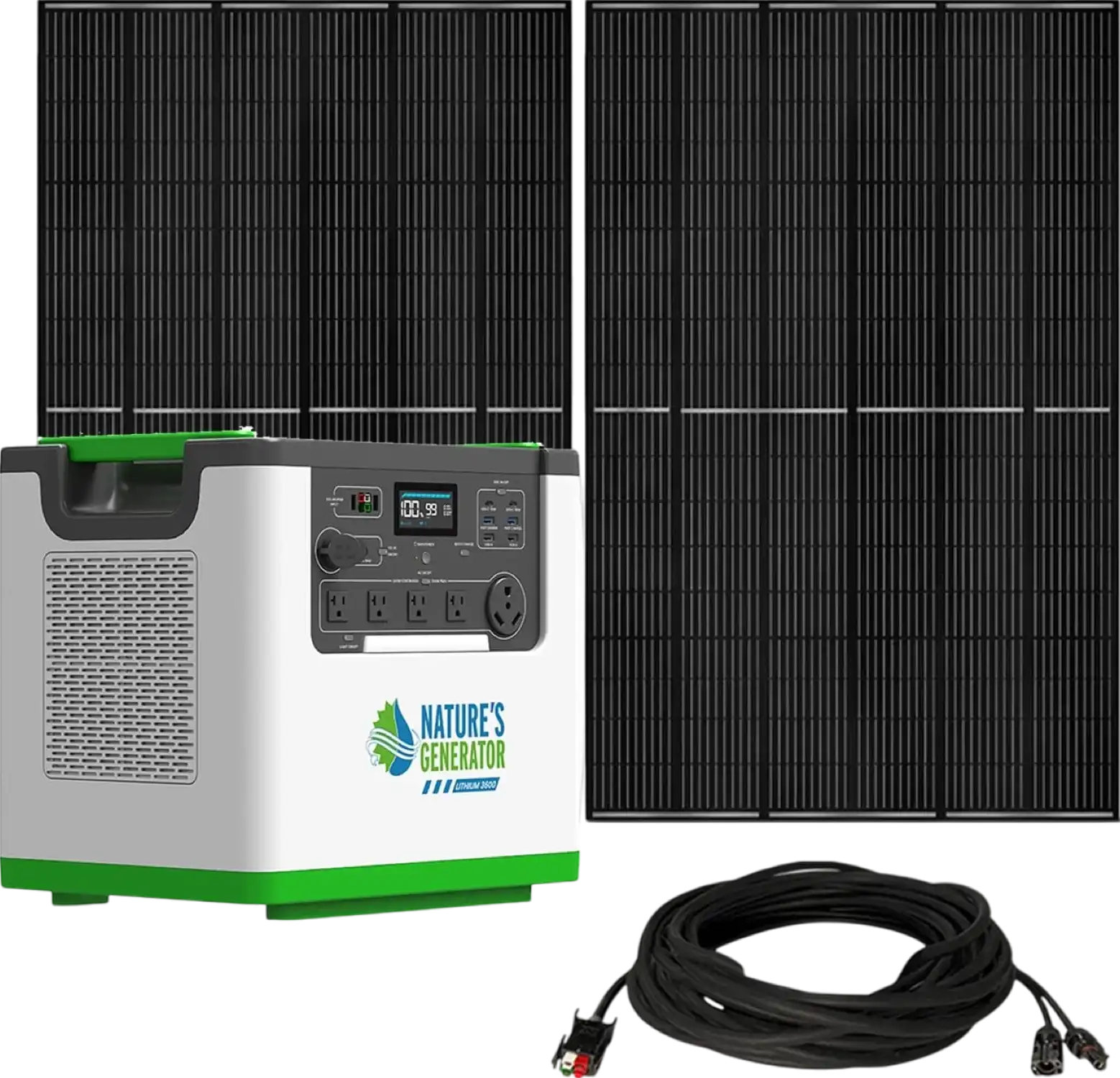 Nature's Generator 3072Wh/3600W Lithium 3600 Solar Generator with 410W Solar Panels New