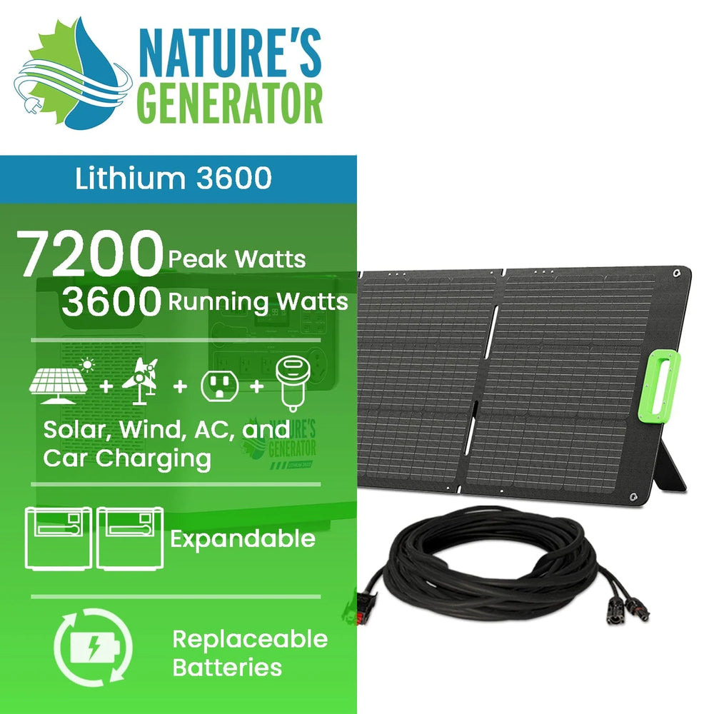 Nature's Generator 3072Wh/3600W Lithium 3600 Solar Generator with 410W Solar Panels New