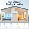 Lithzen 12000 BTU mini split air conditioner and heater with WiFi, offering efficient cooling and heating for 750 sq. ft.