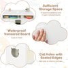 Cat litter box enclosure with storage, waterproof veneered board, and double rooms for two pets, ideal for discreet use.