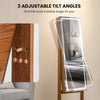 Lockable jewelry armoire with a full-length mirror, featuring 3 adjustable tilt angles and built-in LED lights in.