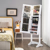 Lockable Jewelry Armoire Standing Cabinet with Lighted Full-Length Mirror-White - Gallery View 1 of 11