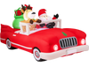 7.7 Feet Long Christmas Inflatable Santa Claus and Reindeer Riding Red Car with Gift Bag and 9 LED White Lights