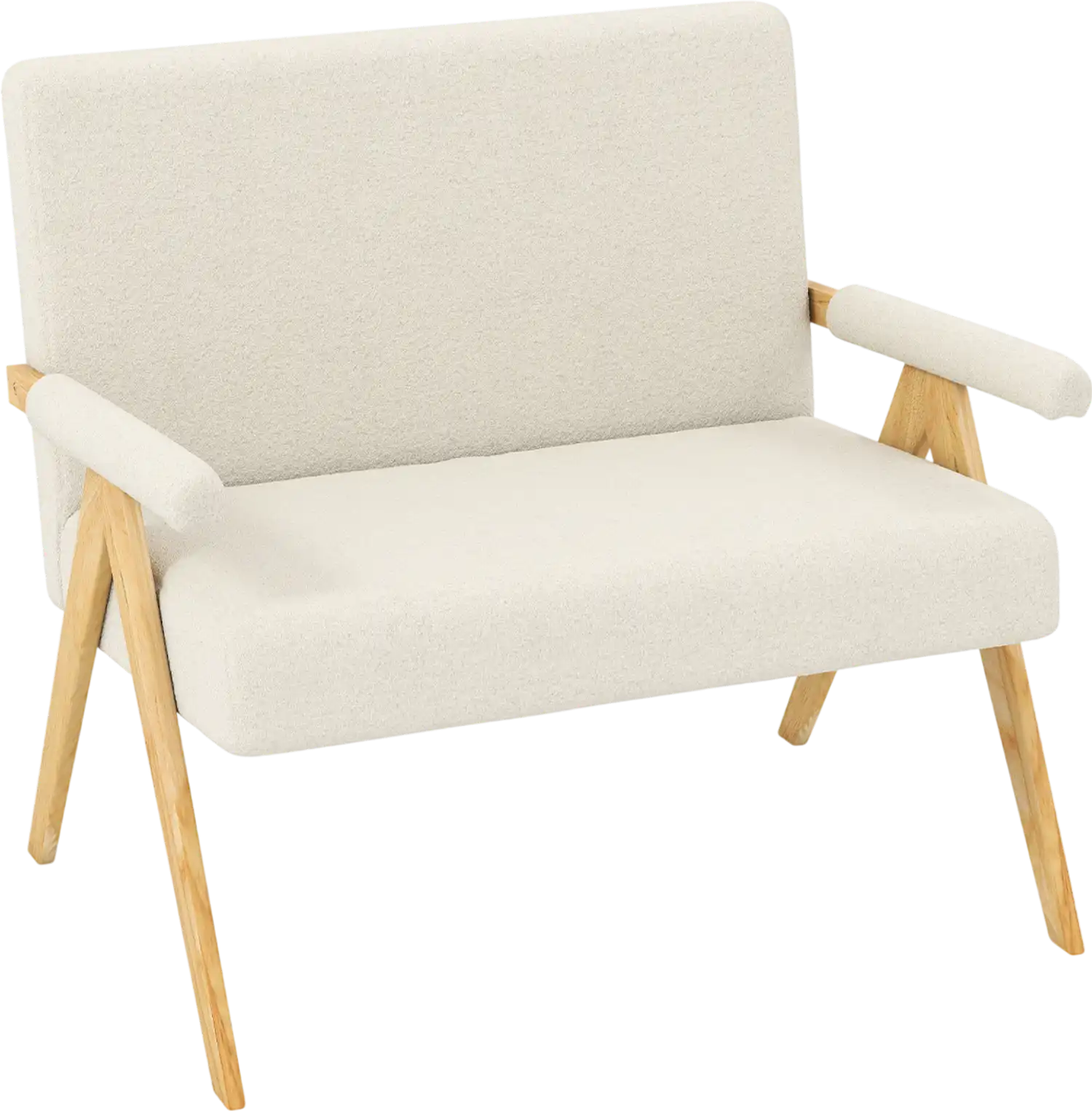 Costway Sherpa Loveseat Sofa w/ Armrests Wooden Legs 23251176 New