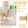 Beige loveseat sofa with armrests, rubber wood legs, and slanted backrest, perfect for small spaces and relaxation.