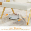 Loveseat sofa in beige with wooden legs, featuring high clearance for easy robot vacuum access in small spaces.
