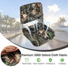 Low back padded boat seat in camouflage with waterproof 300D Oxford fabric, ideal for outdoor adventures and easy.