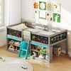 Low Loft Bed with LED Lights Kid's Cabin Bed with Bookcases-Gray - Gallery View 1 of 10