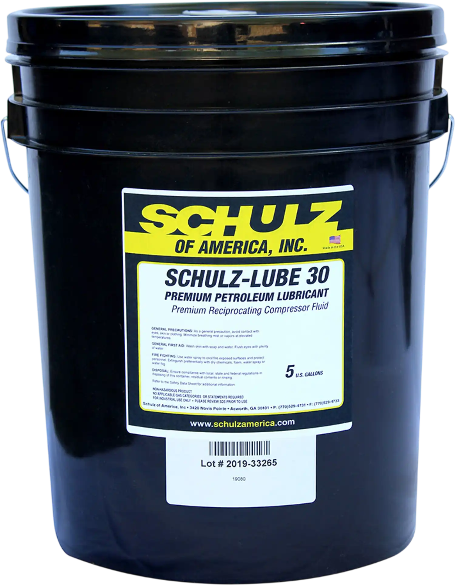 Schulz Lubricant 5 gal. 30wt Non-Detergent Mineral Oil New