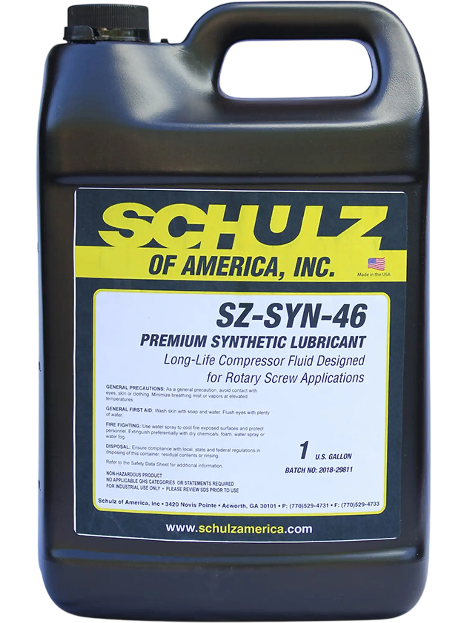Schulz Lubricant 1 gal. ISO 46 Food Grade Synthetic Rotary Compressor Oil New