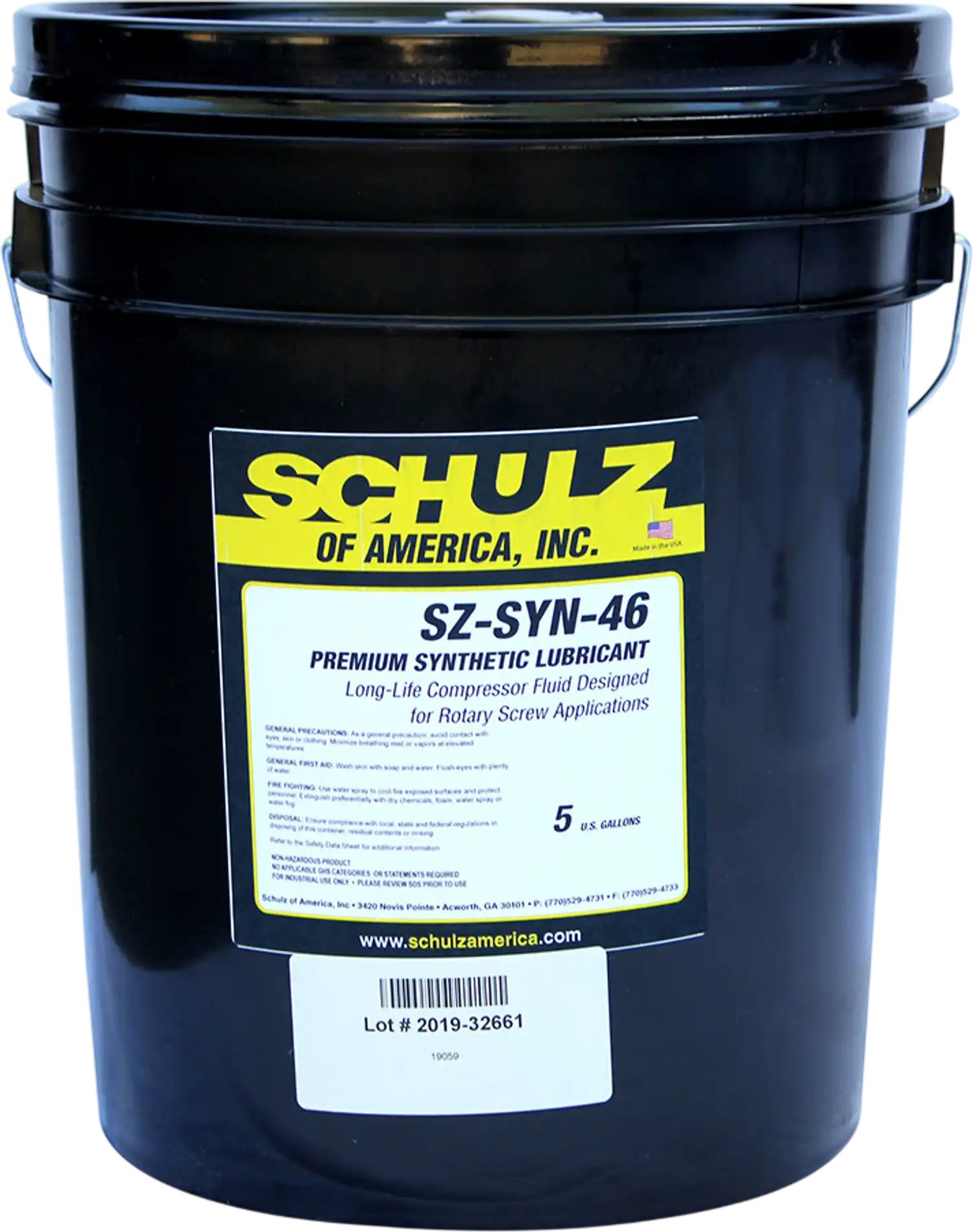Schulz Lubricant ISO 46 5 gal. Synthetic Rotary Compressor Oil New