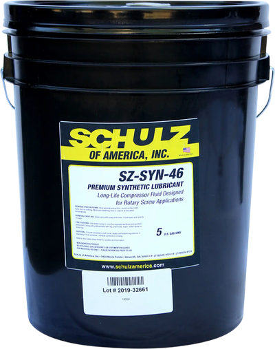 Schulz Lubricant ISO 46 5 gal. Synthetic Rotary Compressor Oil New