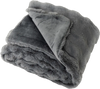 Gray luxury fuzzy plush rabbit fur bubble blanket, double-sided design, ideal for armchairs and sofas.