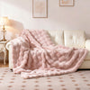 Luxury Fuzzy Plush Rabbit Fur Bubble Blanket for Armchair-Pink - Gallery View 1 of 10