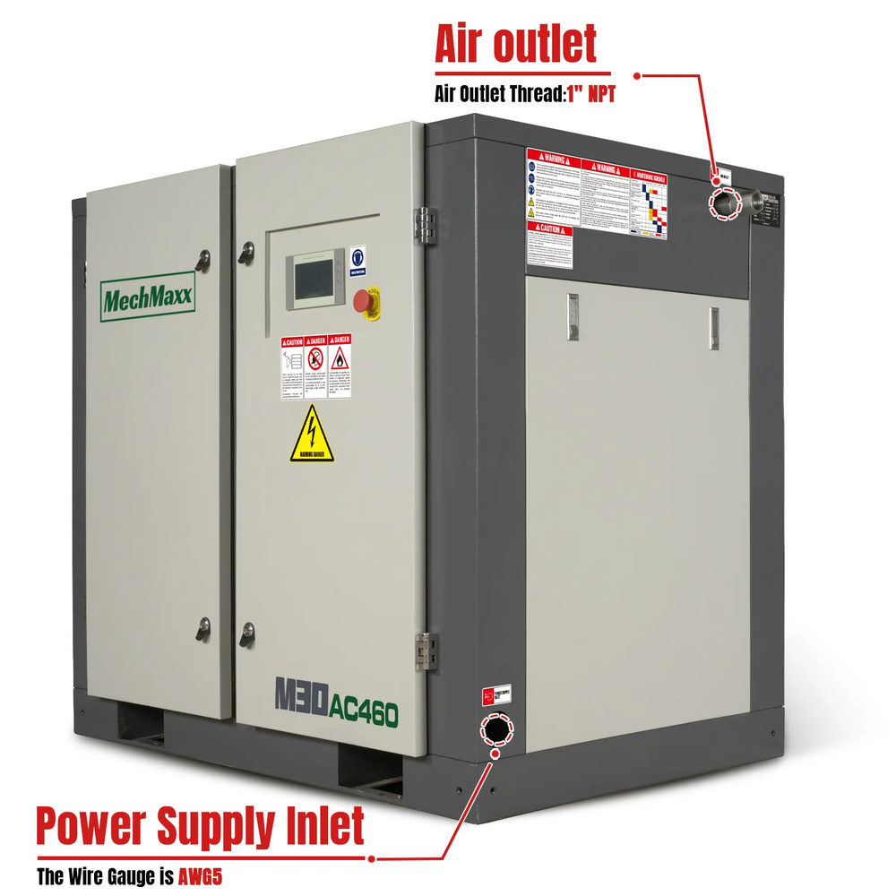 30HP Rotary Screw Air Compressor - 106 CFM,  116 PSI,  460V 3-Phase | Industrial-Grade