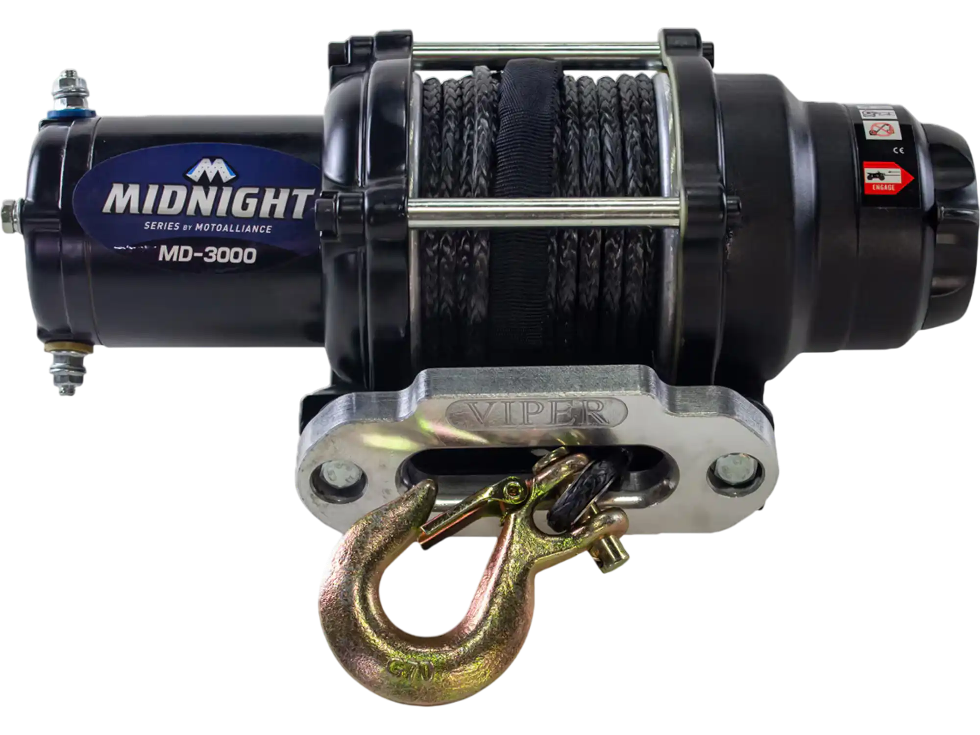 MotoAlliance Viper Midnight Winch 3000lb Black Synthetic Cable New