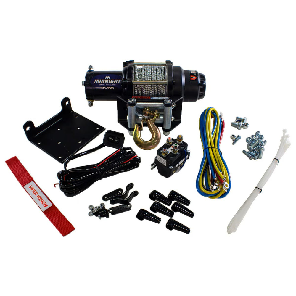 MotoAlliance Viper Midnight Winch 3000lb Steel Cable New