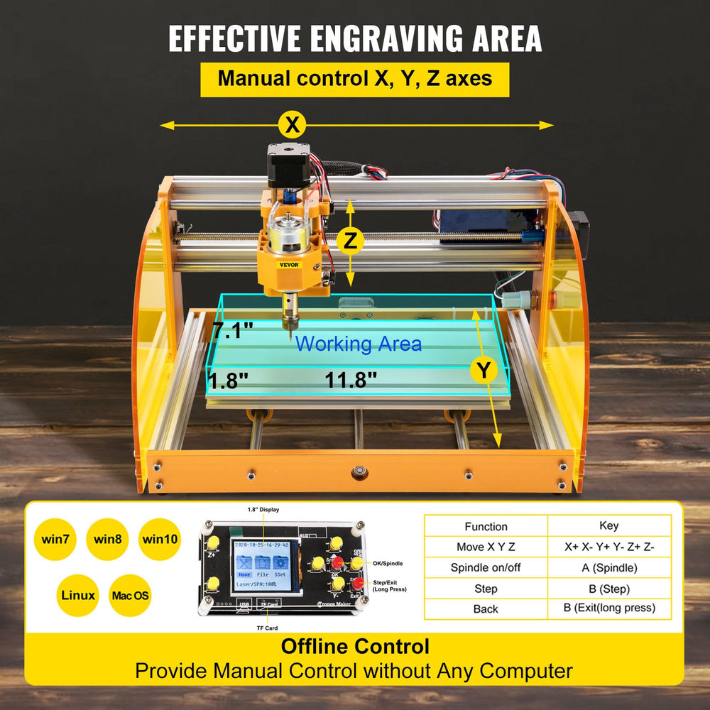 Vevor CNC Router Engraving Machine 3018-PRO GRBL Control with Accessories New