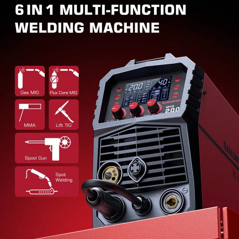 Arccaptain MIG200 MIG Welder 6-in-1 Multi Process Machine 110/220V New