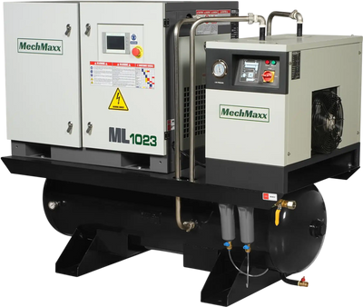 MechMaxx ML10 Air Compressor 10HP Rotary Screw with Dryer 66-Gal ASME Tank 32 CFM 116 PSI 230V 3-Phase Industrial Grade New