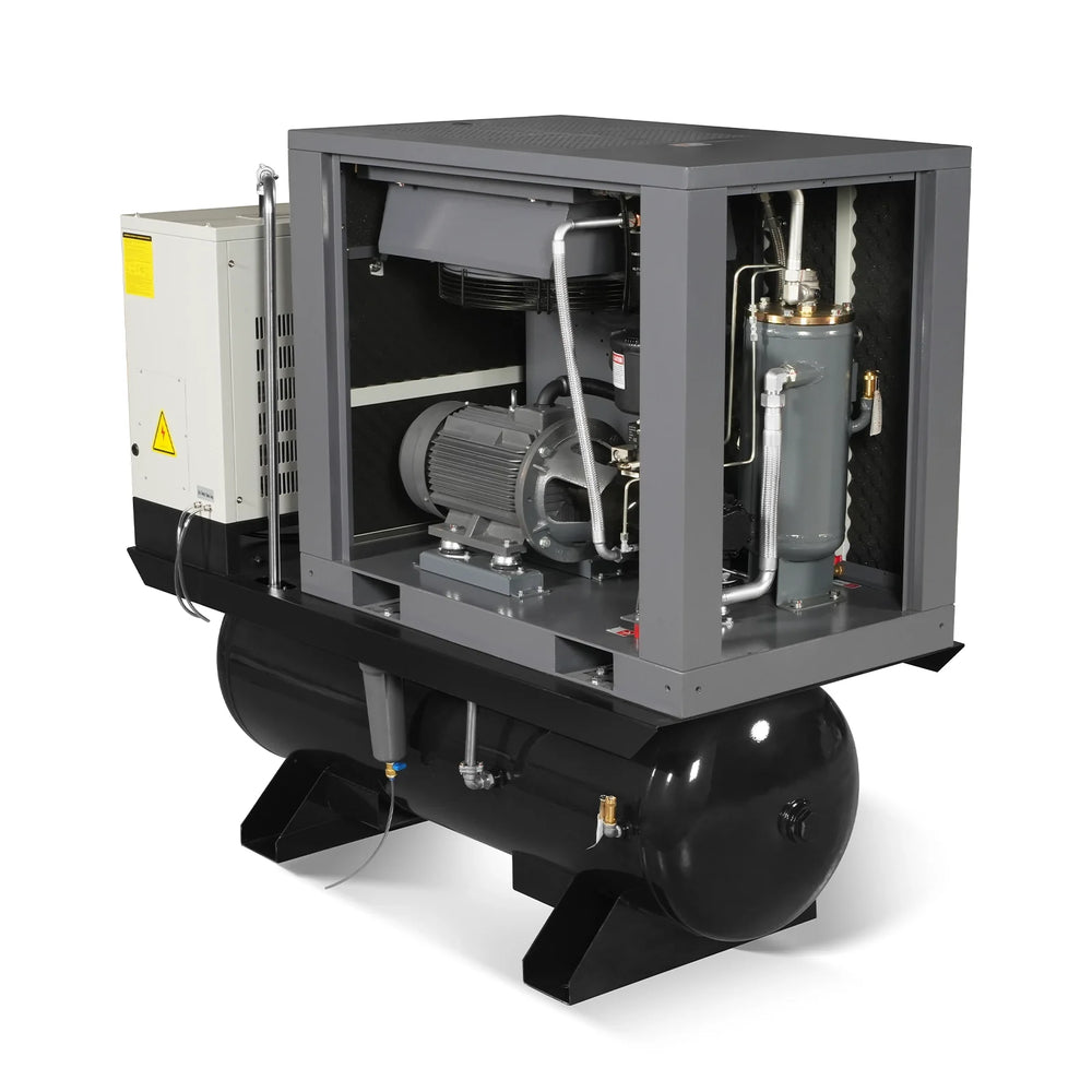 20HP Combined Rotary Screw Air Compressor with Dryer & 105-Gal ASME Tank | 78 CFM,  116 PSI,  230V 3-Phase - Industrial Grade