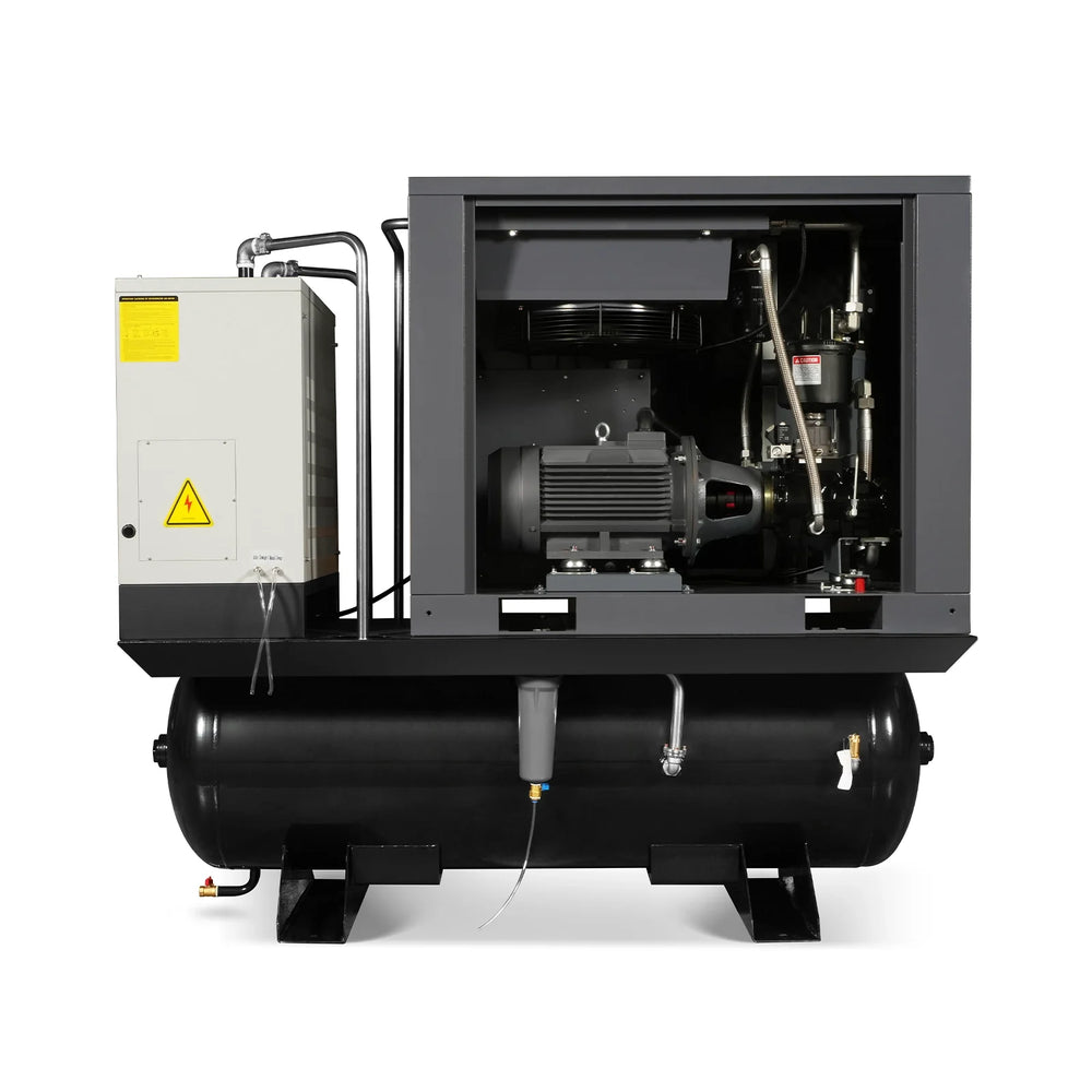 20HP Combined Rotary Screw Air Compressor with Dryer & 105-Gal ASME Tank | 78 CFM,  116 PSI,  460V 3-Phase - Industrial Grade