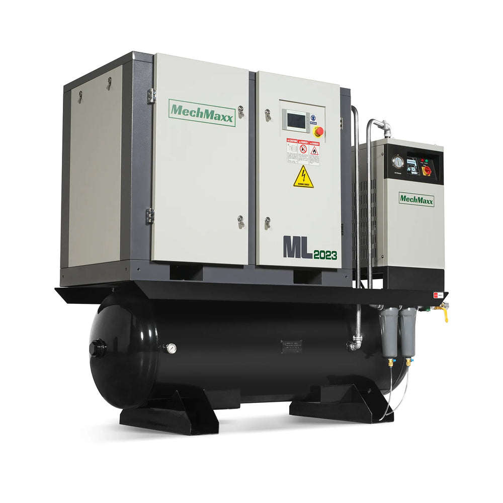 20HP Combined Rotary Screw Air Compressor with Dryer & 105-Gal ASME Tank | 78 CFM,  116 PSI,  230V 3-Phase - Industrial Grade
