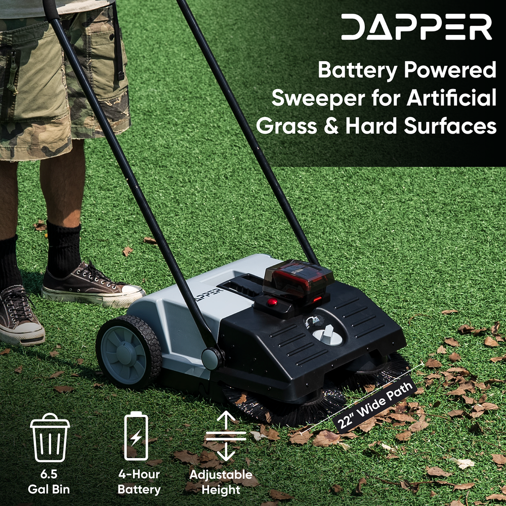22" Battery Powered Artificial Grass & Hard Surface Sweeper