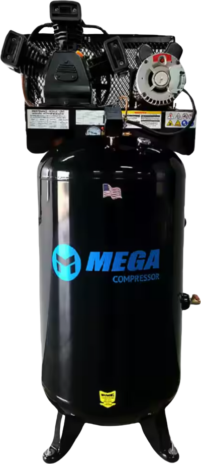 Mega Compressor MP-6580VC Air Compressor Single Stage 80 Gallon 5 HP 150 PSI 208/230V Single Phase Electric Start New