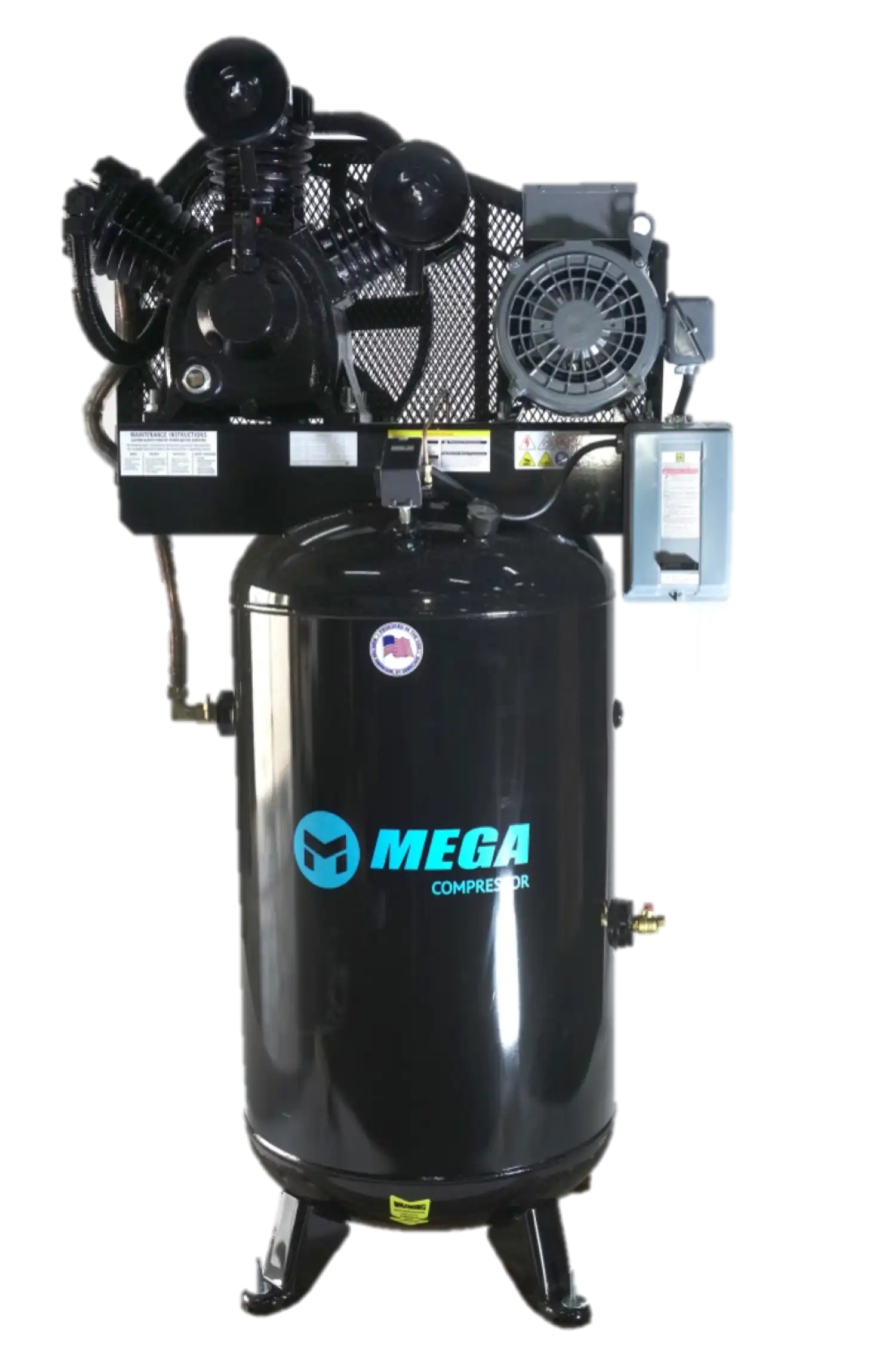 Mega Compressor MP-7580VM10U Two Stage Air Compressor 7.5 HP Motor and ...