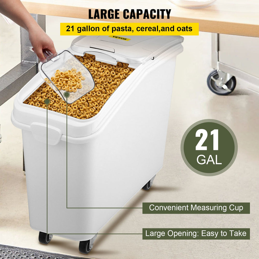 Vevor 21 Gal. Commercial Ingredient Storage Bin with Scoop and Sliding Lid 400 Cup New