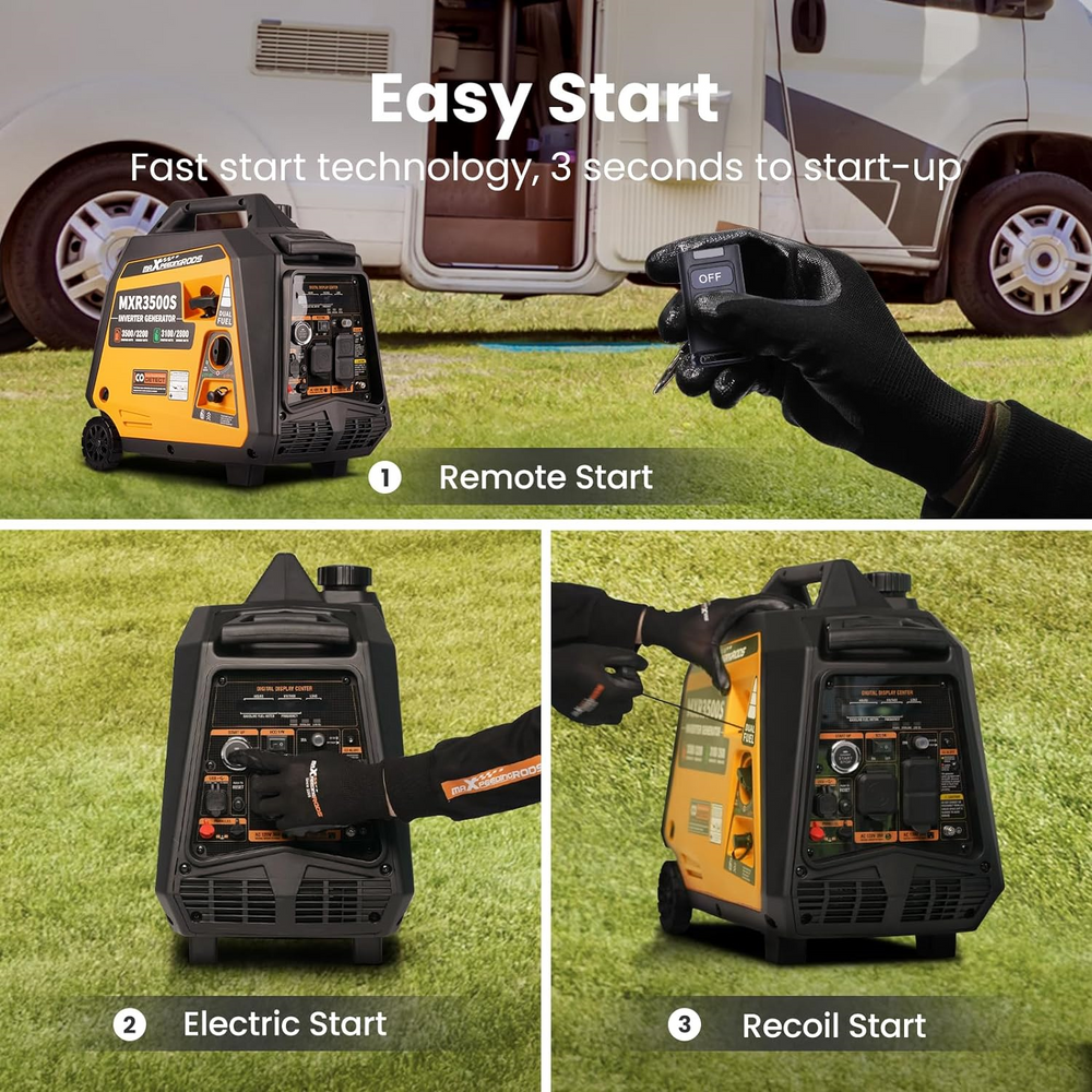 Maxpeedingrods MXR3500-DC-CA-V1 Dual Fuel Inverter Generator 3200W/3500W RV and Parallel Ready with CO Alert and Remote Start New Canada Only