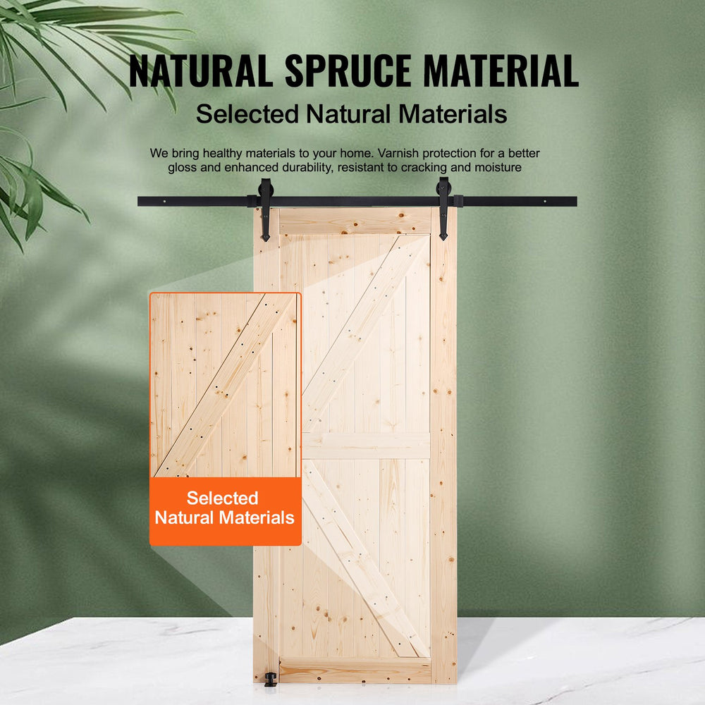 Vevor Barn Door and Hardware Kit 36" x 84" Smooth and Quiet Wood Sliding Door Kit New