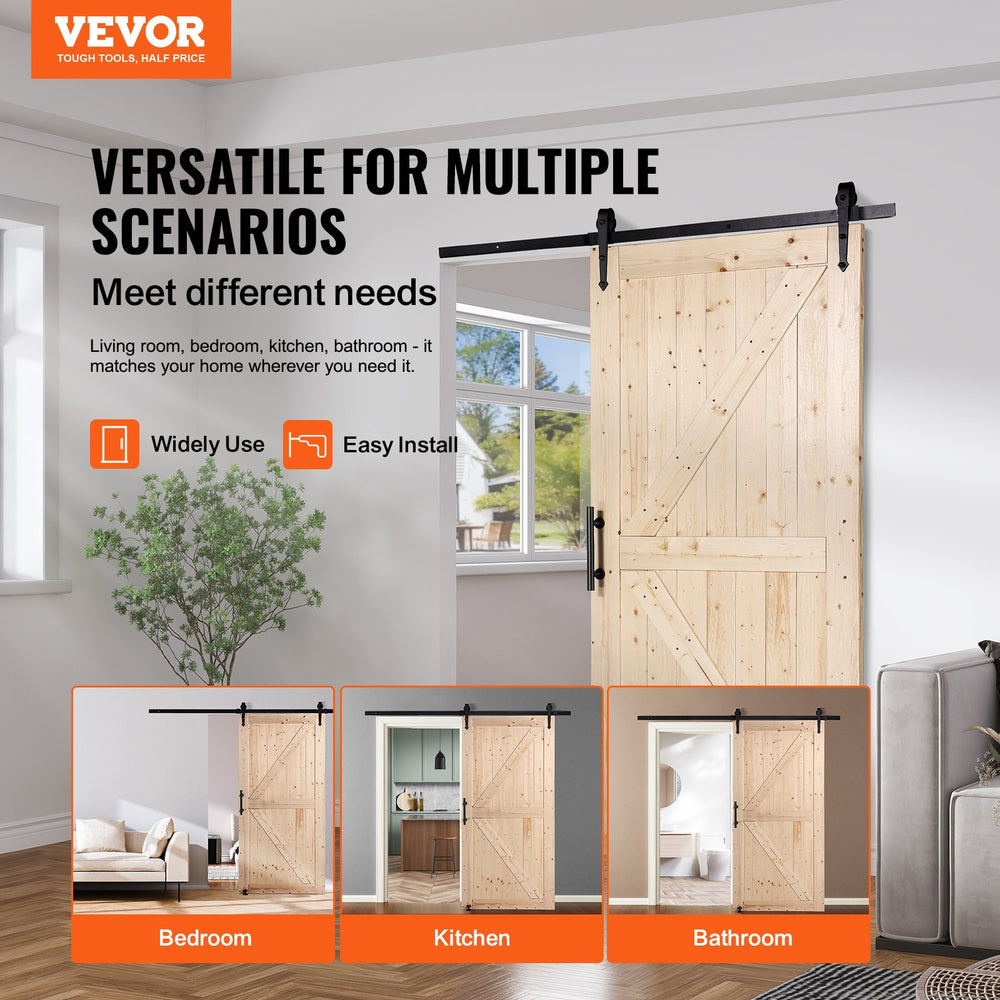 Vevor Barn Door and Hardware Kit 42" x 84" Smooth and Quiet Wood Sliding Door Kit New