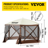 Vevor Camping Gazebo Tent 10' x 10' 6 Sided Pop Up Canopy Screen For 8 People With Storage Bag New