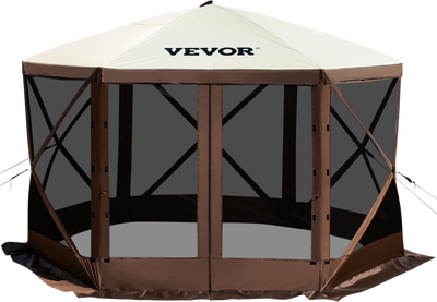 Vevor Camping Gazebo Tent 10' x 10' 6 Sided Pop Up Canopy Screen For 8 People With Storage Bag New
