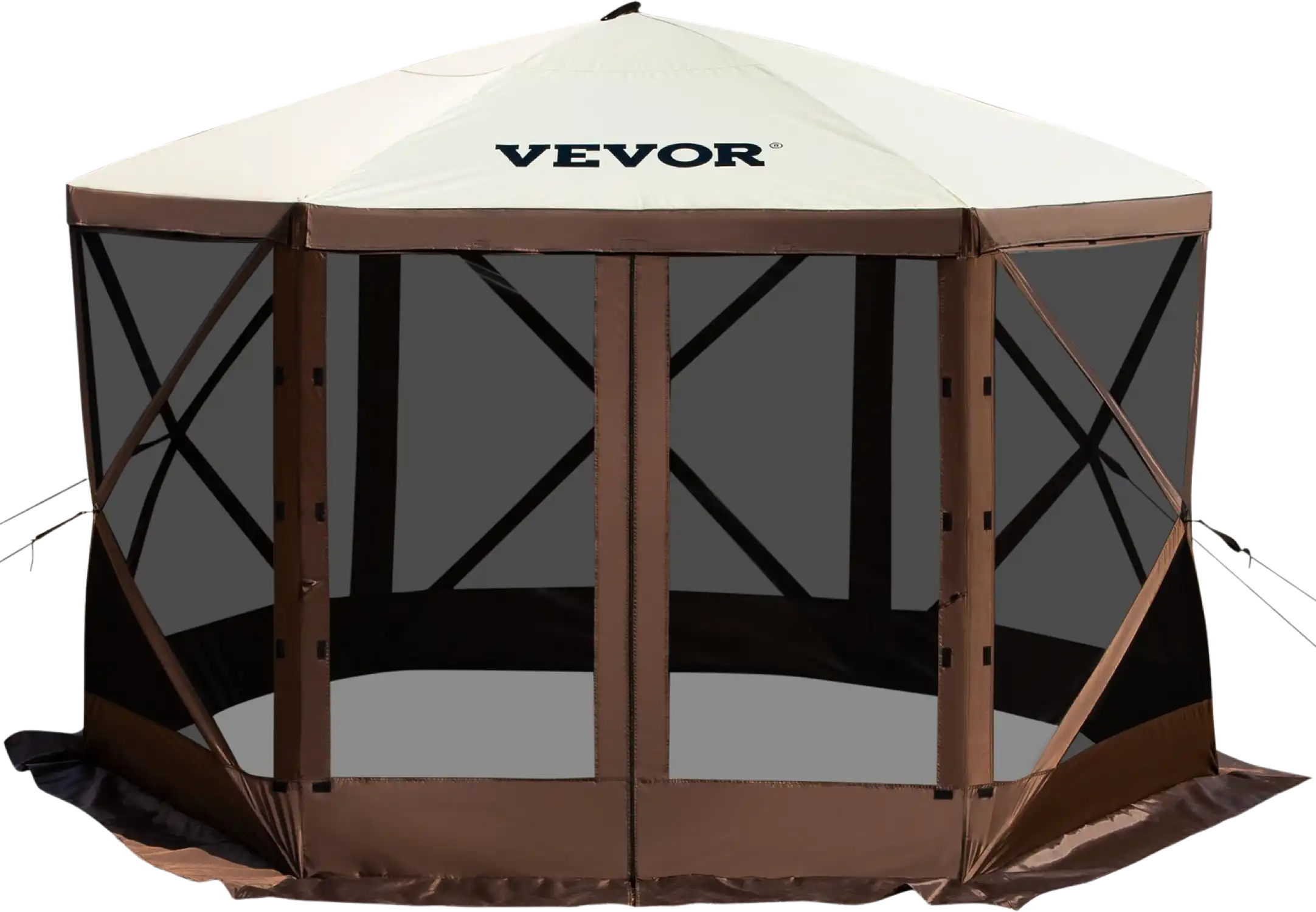 Vevor Camping Gazebo Tent 10' x 10' 6 Sided Pop Up Canopy Screen For 8 People With Storage Bag New