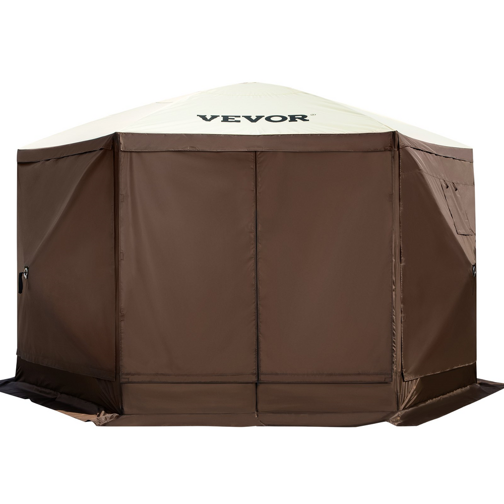 Vevor Camping Gazebo Tent 12 x 12 6 Sided Pop Up Canopy Screen For 8 FactoryPure