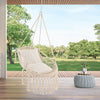 Hanging Hammock Chair with Soft Seat Cushions and Sturdy Rope Chain-Beige - Gallery View 1 of 9
