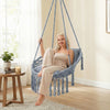 Macrame Swing Chair Hammock Chair with 2 Removable Cushions-Grey - Gallery View 1 of 10