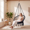 Macrame Swing Chair Hammock Chair with Round Seat Cushion-Black - Gallery View 1 of 10