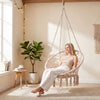 Macrame Swing Chair Hammock Chair with Round Seat Cushion-Beige - Gallery View 1 of 10