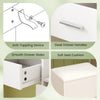 Sleek drawer handles and smooth slides on the white makeup table and stool set with hair dryer stand for stylish.