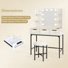 Bedroom makeup vanity desk with Hollywood mirror, 10 bulbs, and adjustable brightness for perfect makeup application.