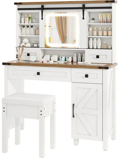 Costway Makeup Vanity Desk Mirror 3-Color Dimmable LED Lights 518672394 New
