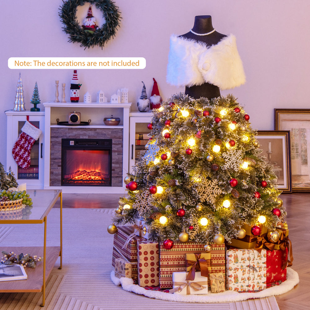 5 FT pre-lit mannequin Christmas tree with snowy PVC leaves, 465 branch tips, and warm white lights for festive decor.