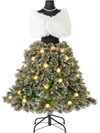 5 FT Pre-lit Mannequin Artificial Christmas Tree Hinged Dress Form Xmas Tree with 465 Branch Tips