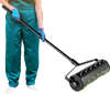 Manual lawn aerator with 27 galvanized steel spikes, 21-inch width, designed for effective soil loosening and plant.