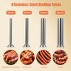 Four stainless steel stuffing tubes in 16mm, 22mm, 32mm, and 38mm sizes for versatile sausage making at home or commercially.