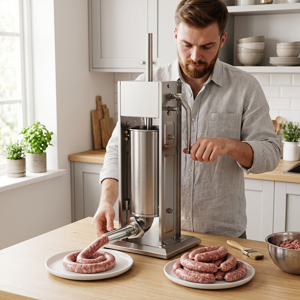 Manual Sausage Stuffer with 2 Speeds & 4 Stuffing Tubes for Commercial Home-11 LBS - Gallery View 1 of 10
